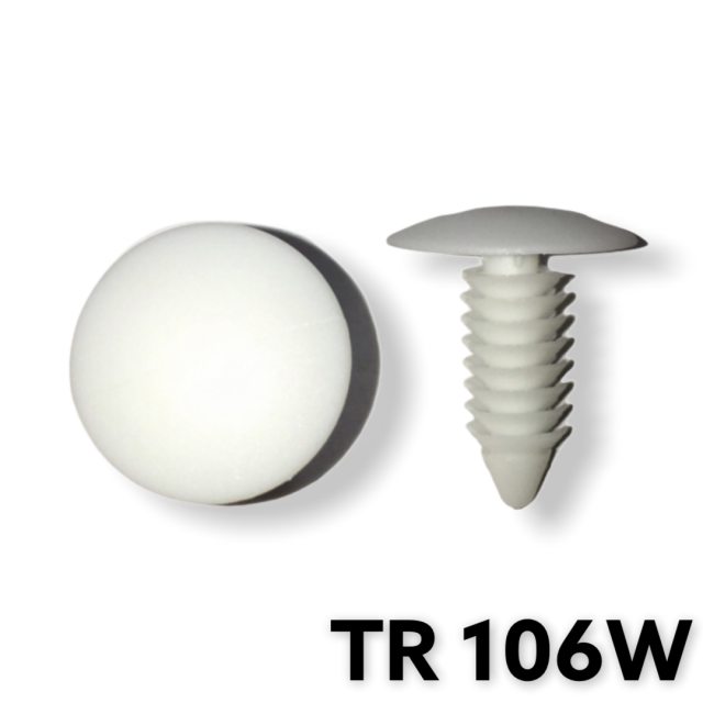 TR106W - 100 or 500 / White Shield Retainer (1/4" Hole)